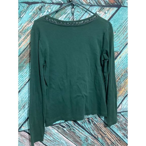 Talbots Green Bead Accent Neckline Size Medium 🍃🌿 - Picture 10 of 13